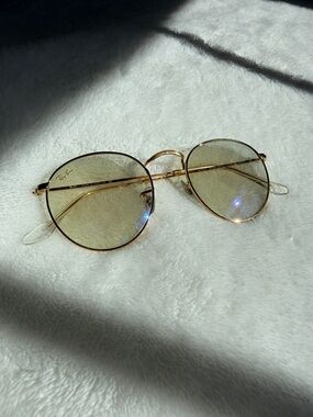 RAY-BAN Gold Sunglasses with Yellow Lenses